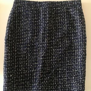 J. Crew Pencil Skirt Blue with Metallic Accents